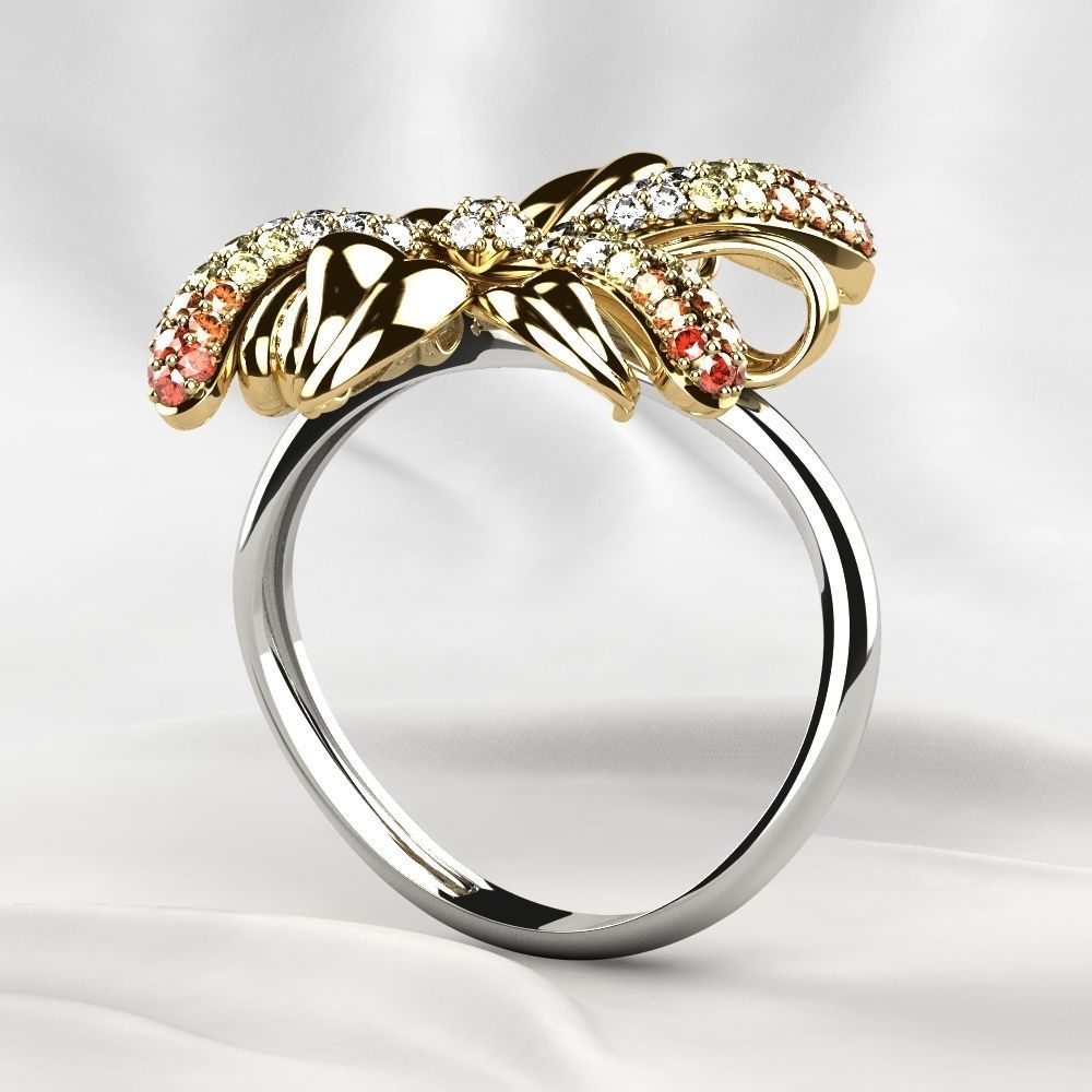 Gold Flower Ring 3D print model_22