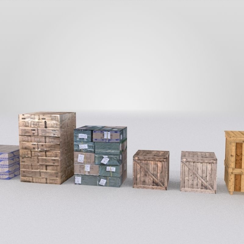 Forklift And Cargo Low-poly 3D model_19