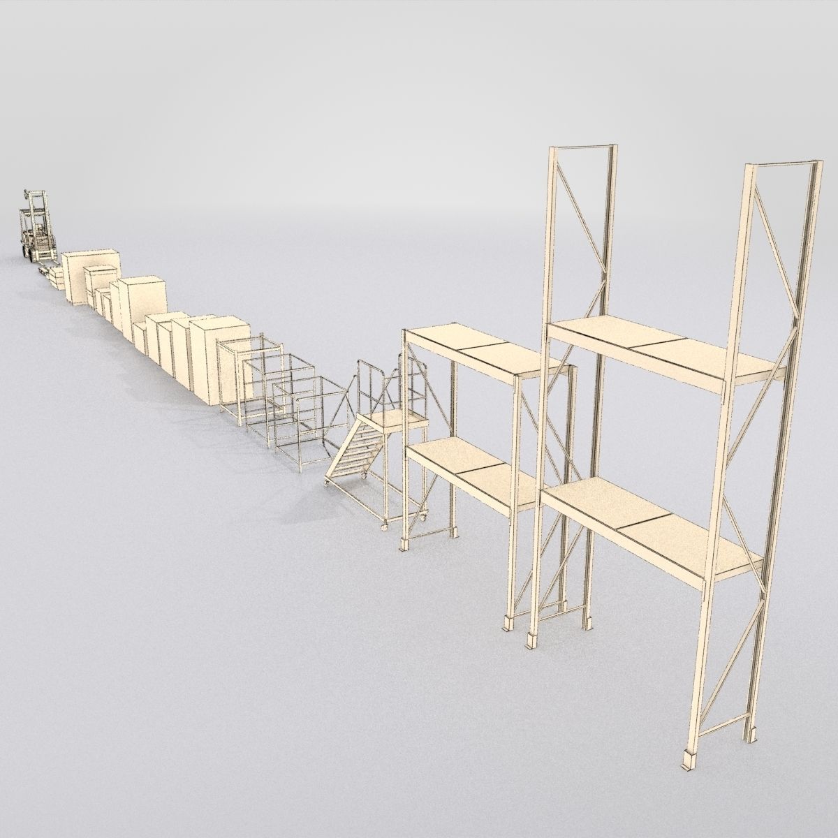 Forklift And Cargo Low-poly 3D model_39