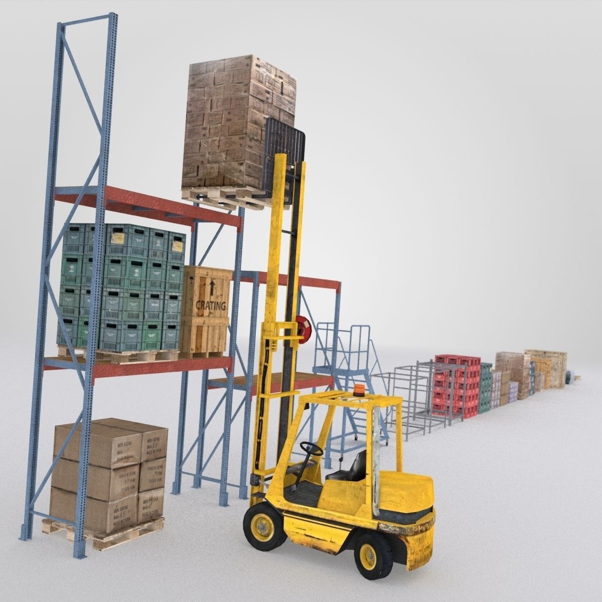 Forklift And Cargo Low-poly 3D model_45