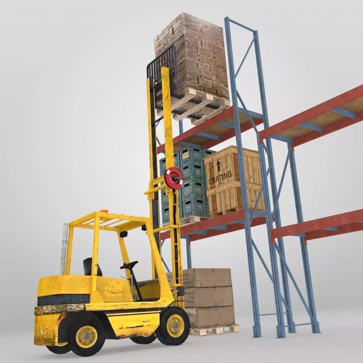 Forklift And Cargo Low-poly 3D model_0