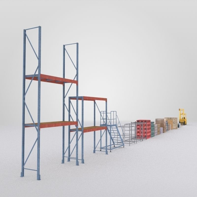 Forklift And Cargo Low-poly 3D model_1