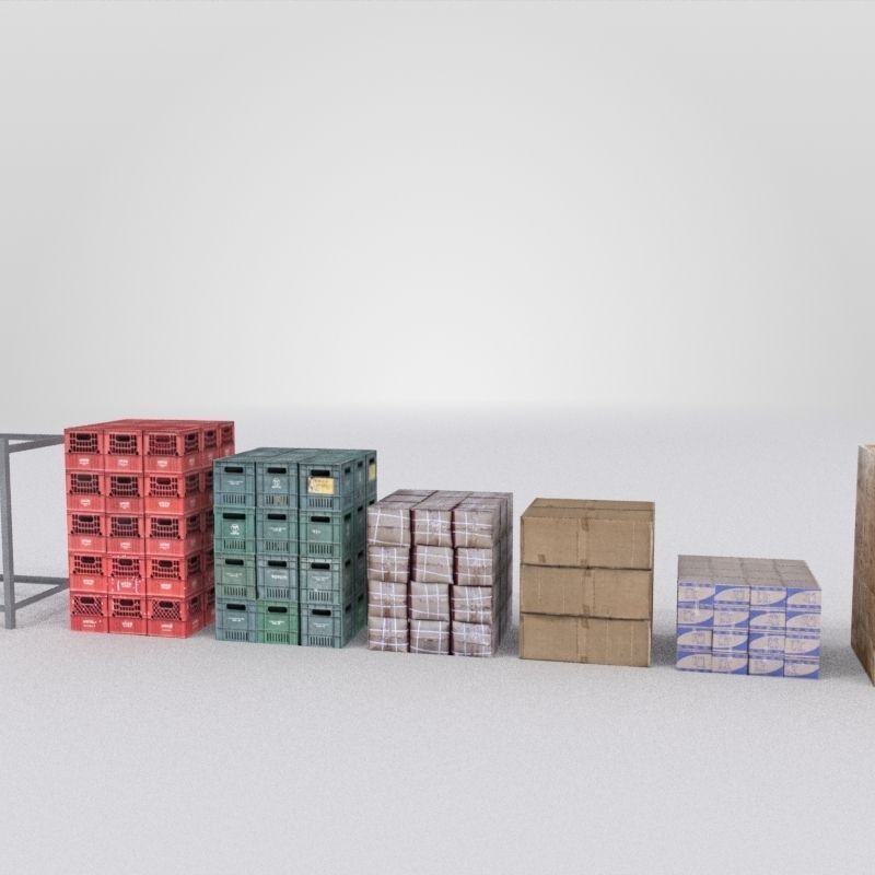 Forklift And Cargo Low-poly 3D model_16