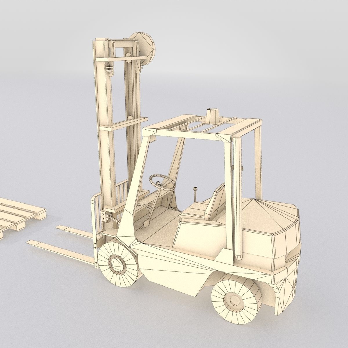 Forklift And Cargo Low-poly 3D model_33