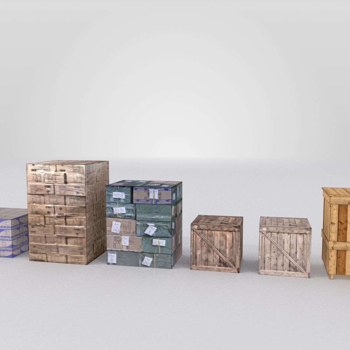Forklift And Cargo Low-poly 3D model_20