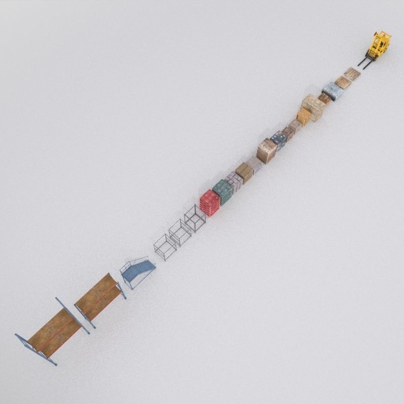 Forklift And Cargo Low-poly 3D model_34