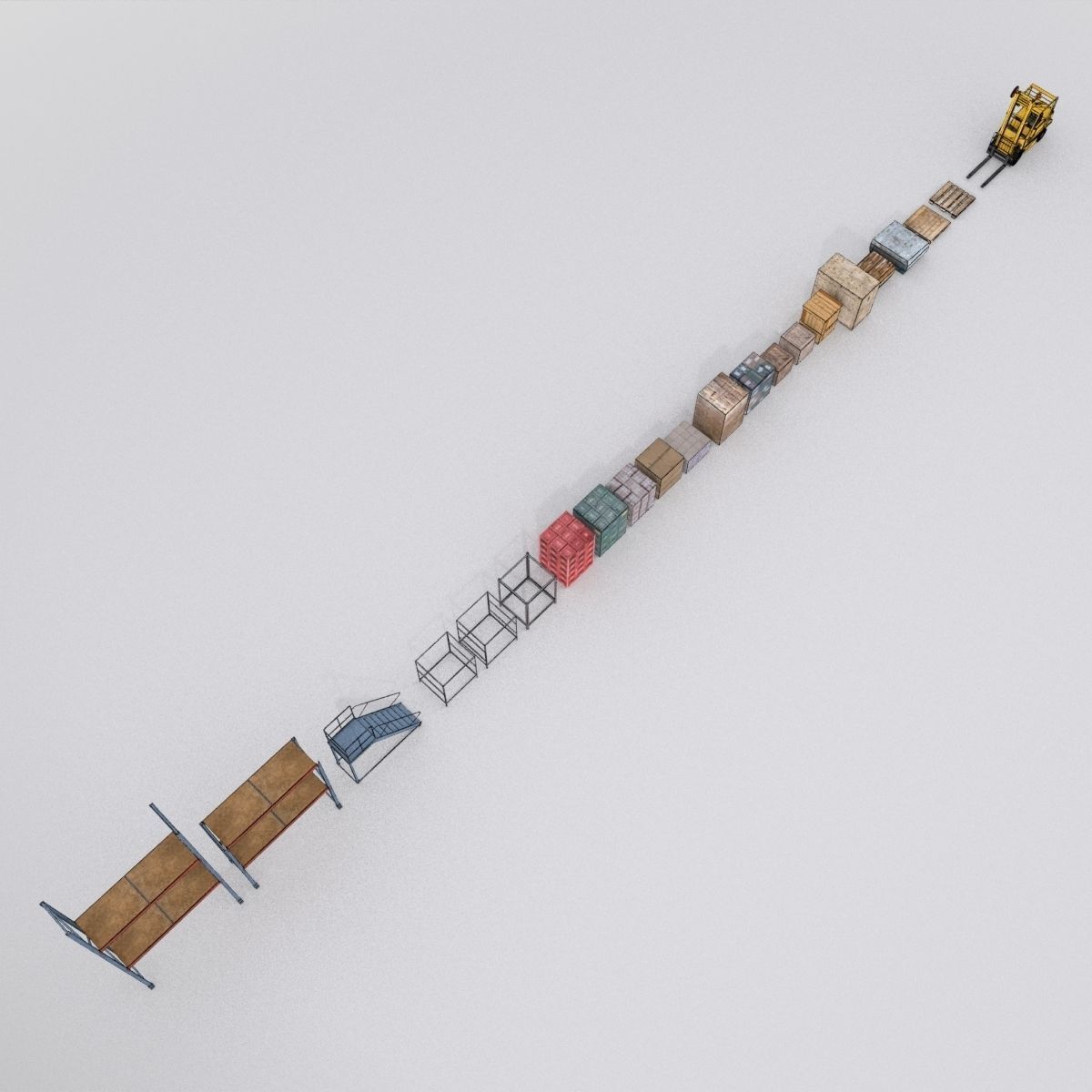 Forklift And Cargo Low-poly 3D model_35