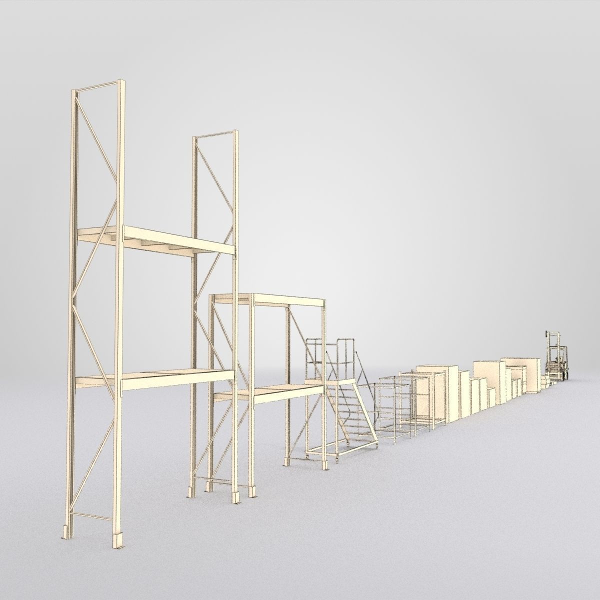 Forklift And Cargo Low-poly 3D model_3