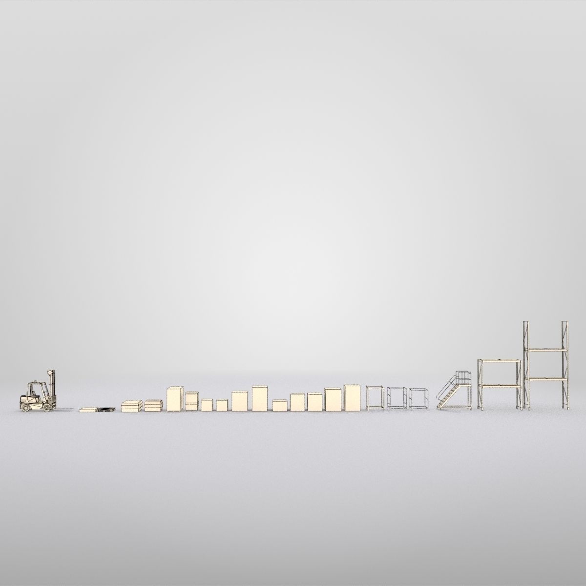 Forklift And Cargo Low-poly 3D model_9