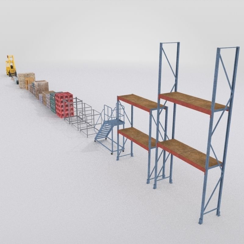 Forklift And Cargo Low-poly 3D model_37