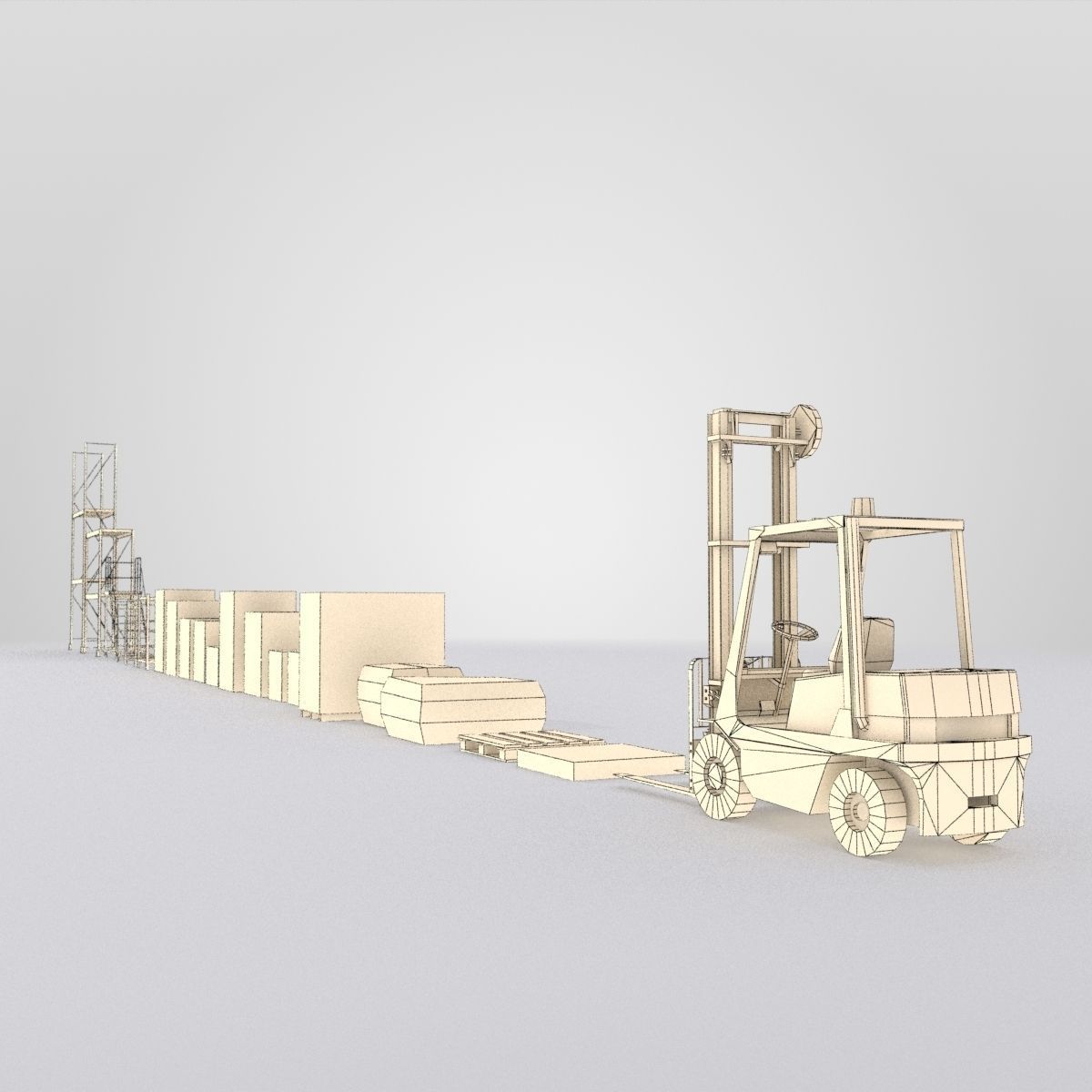 Forklift And Cargo Low-poly 3D model_6