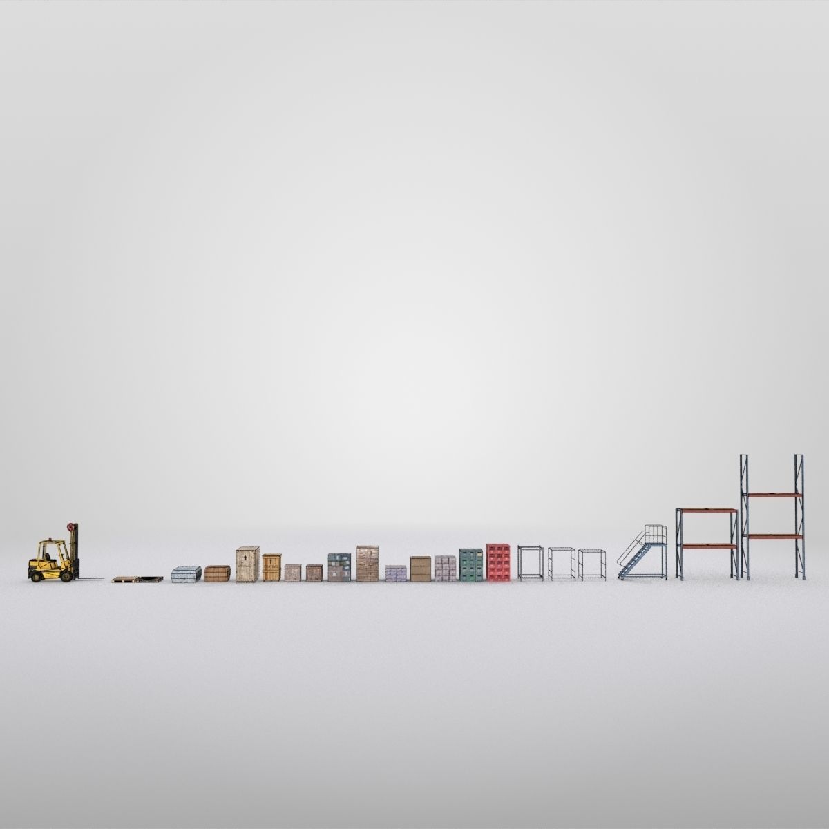 Forklift And Cargo Low-poly 3D model_8