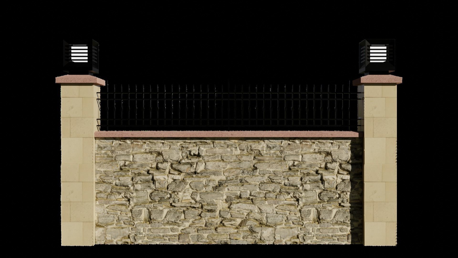 3D Garden Wall With Lamp 3D model_1