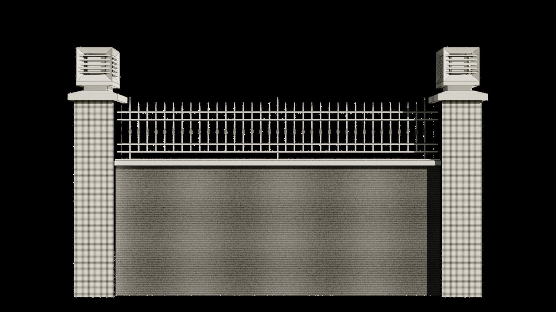 3D Garden Wall With Lamp 3D model_13