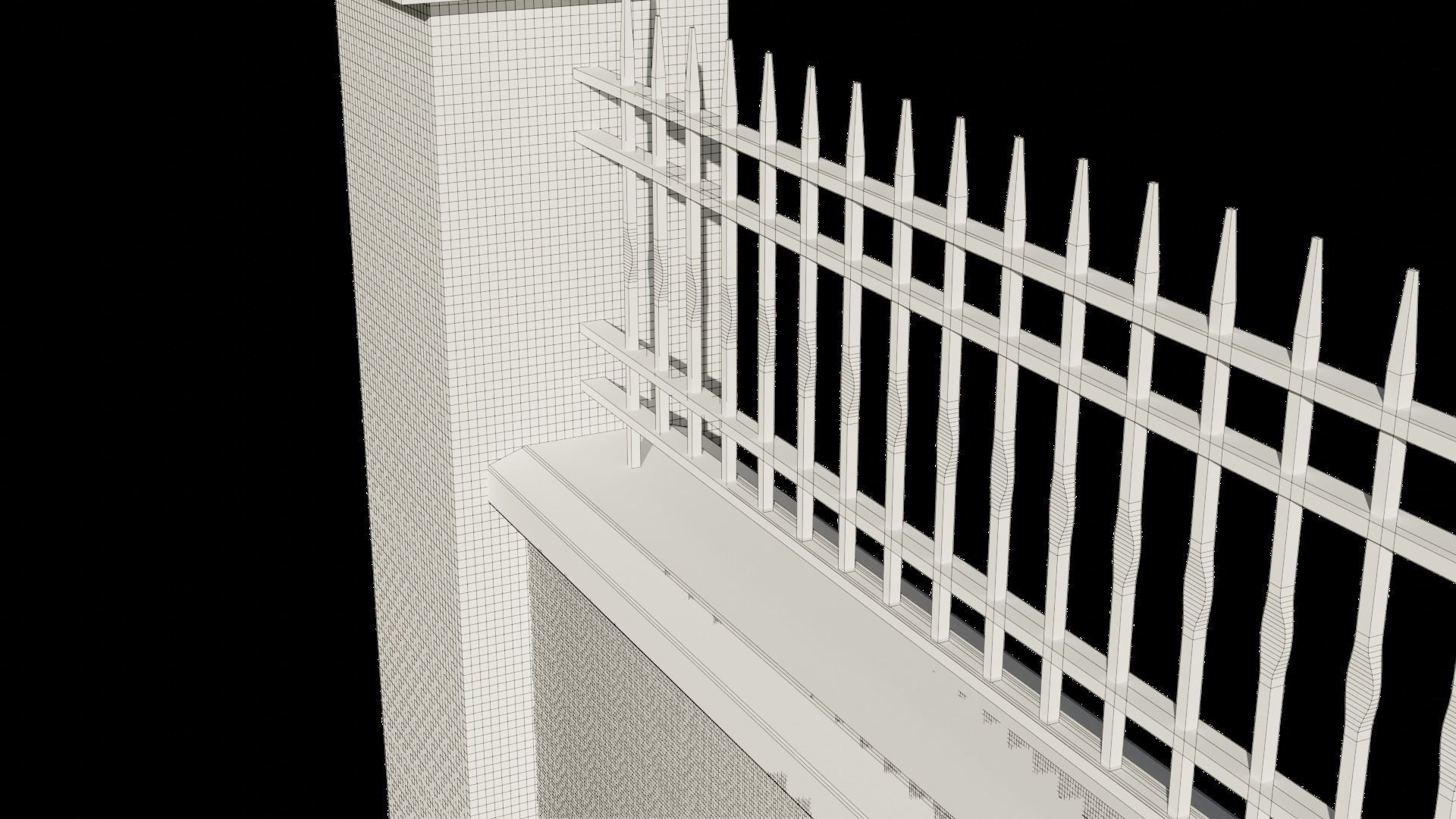 3D Garden Wall With Lamp 3D model_14