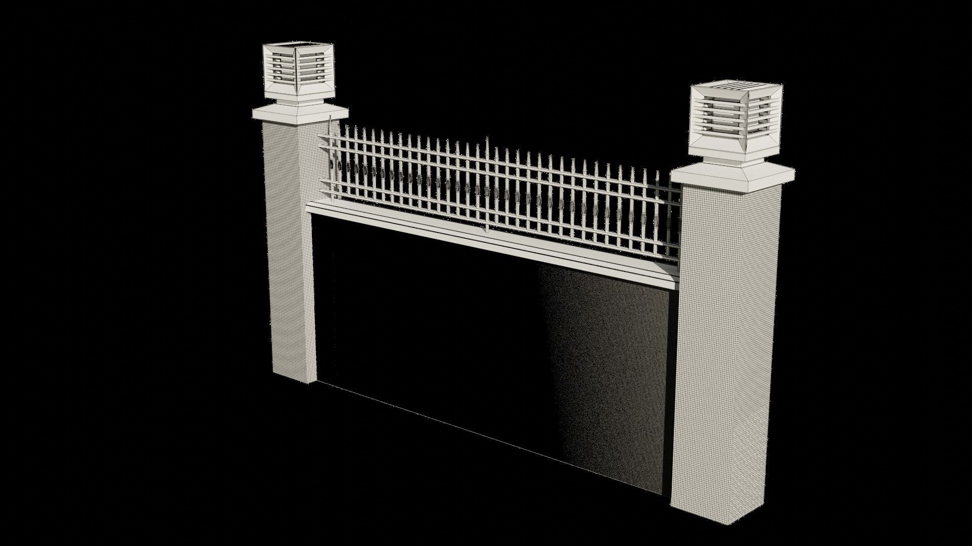 3D Garden Wall With Lamp 3D model_12