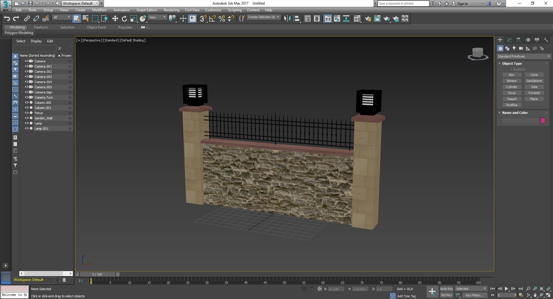3D Garden Wall With Lamp 3D model_17