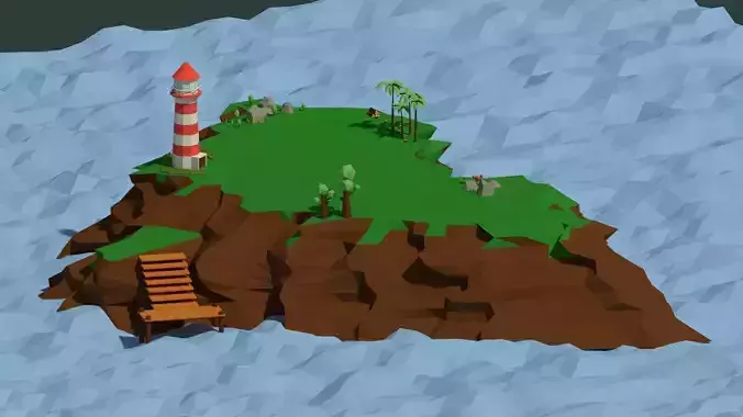 Low Poly Island Pack Low-poly 3D model