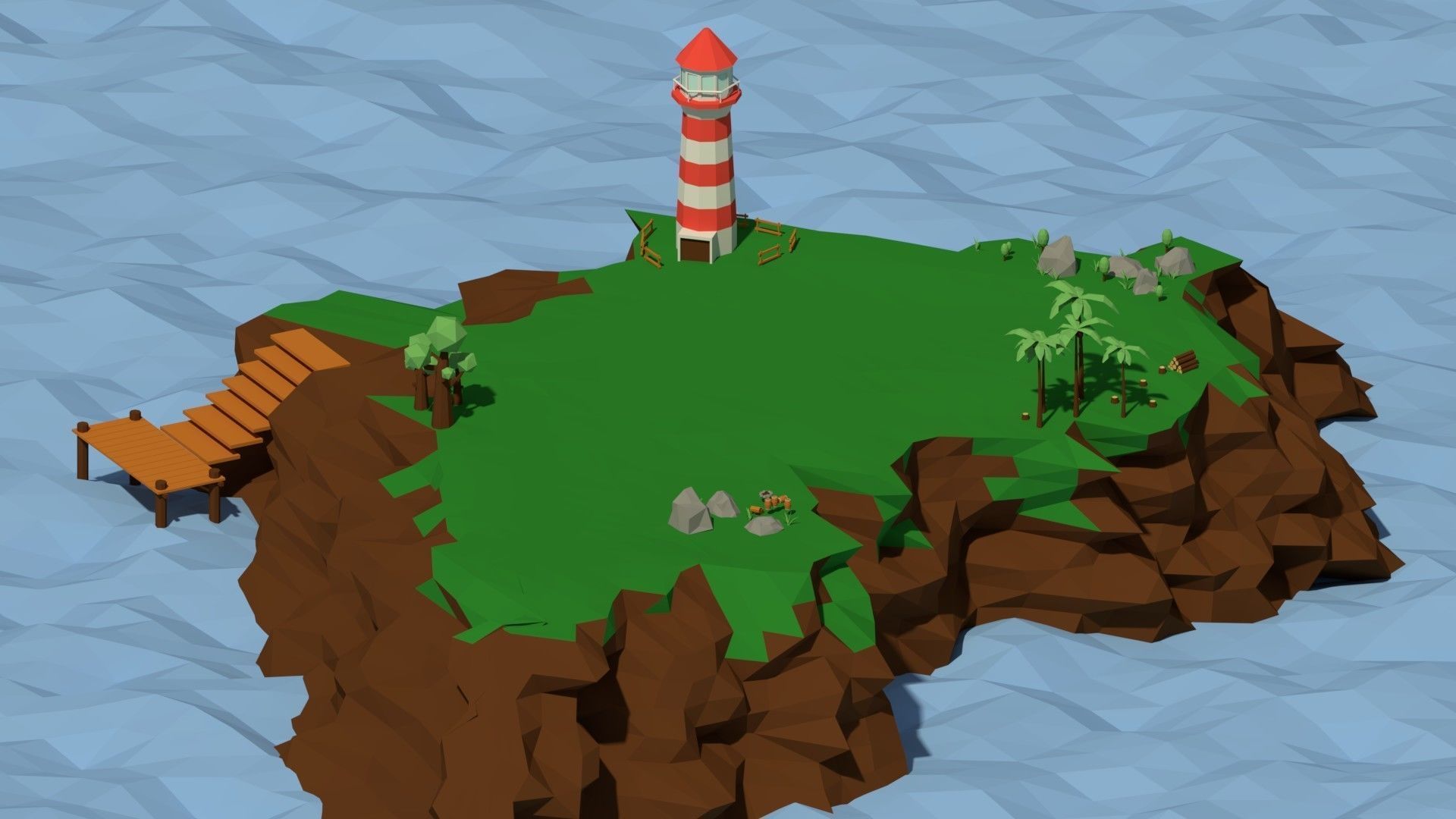 Low Poly Island Pack Low-poly 3D model_1