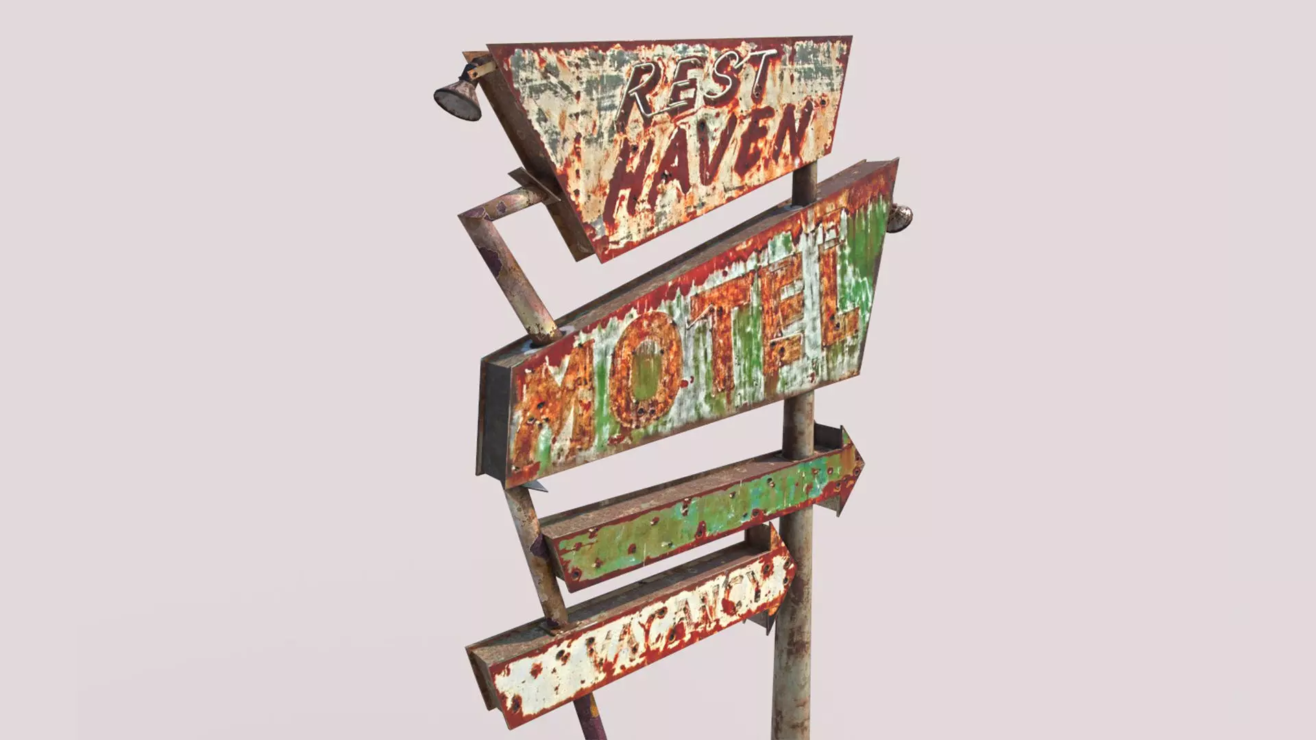 Worn Motel Sign 3D model_5