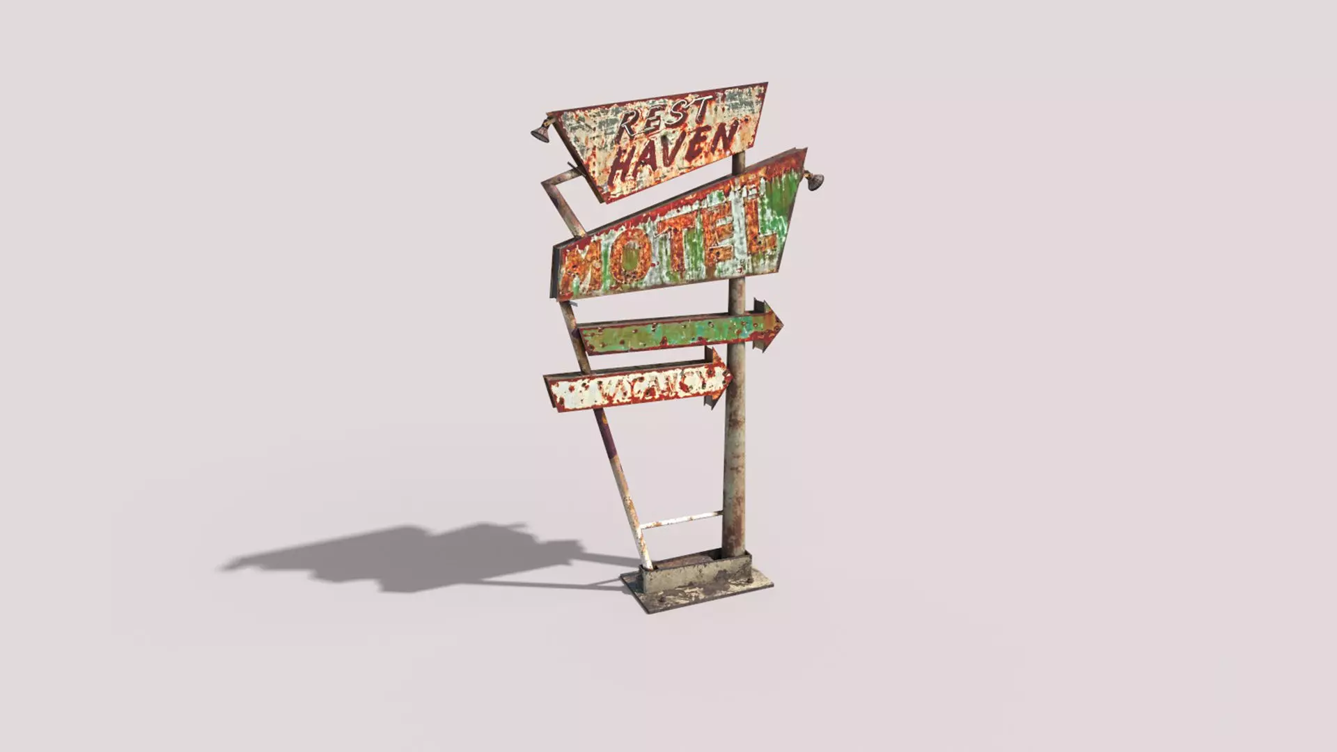 Worn Motel Sign 3D model_1