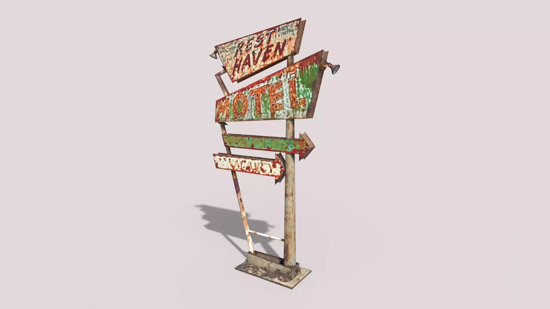 Worn Motel Sign 3D model_0