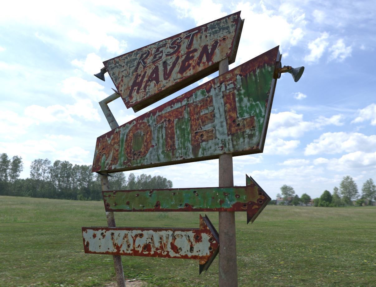 Worn Motel Sign 3D model_6