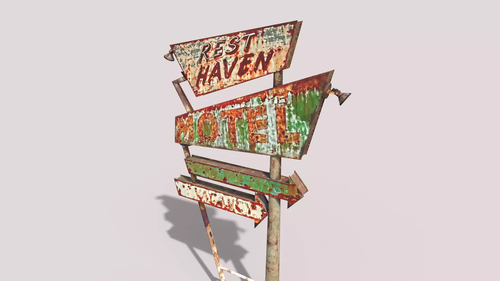 Worn Motel Sign 3D model_4