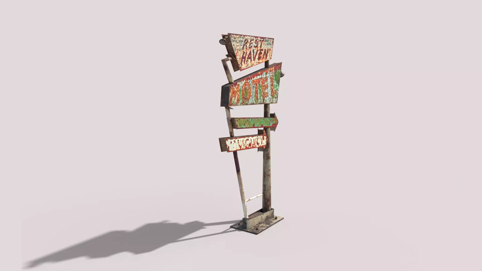Worn Motel Sign 3D model_2