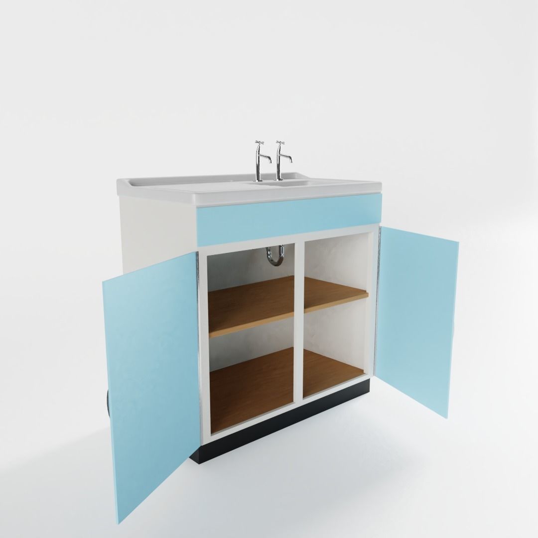 Vintage Kitchen Sink 3D model_1