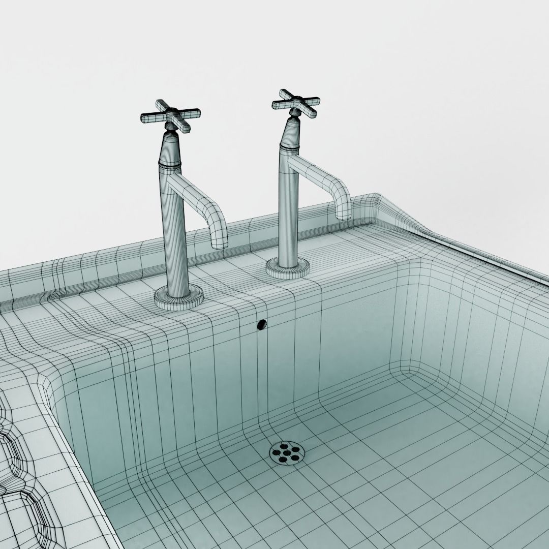 Vintage Kitchen Sink 3D model_7