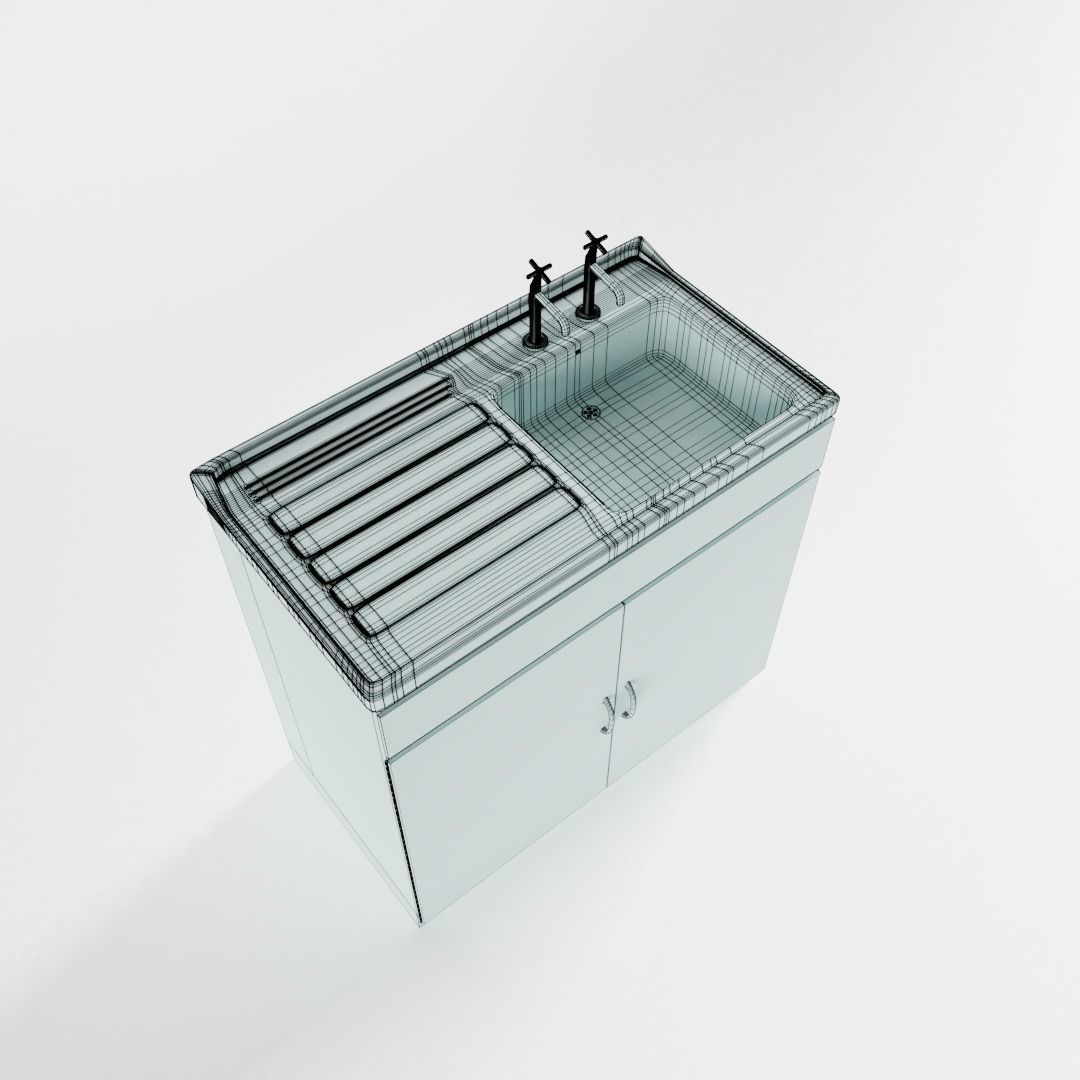 Vintage Kitchen Sink 3D model_6