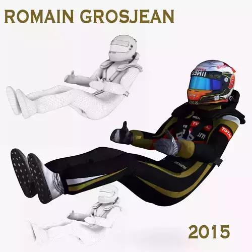 Romain Grosjean 2015 Low-poly 3D model