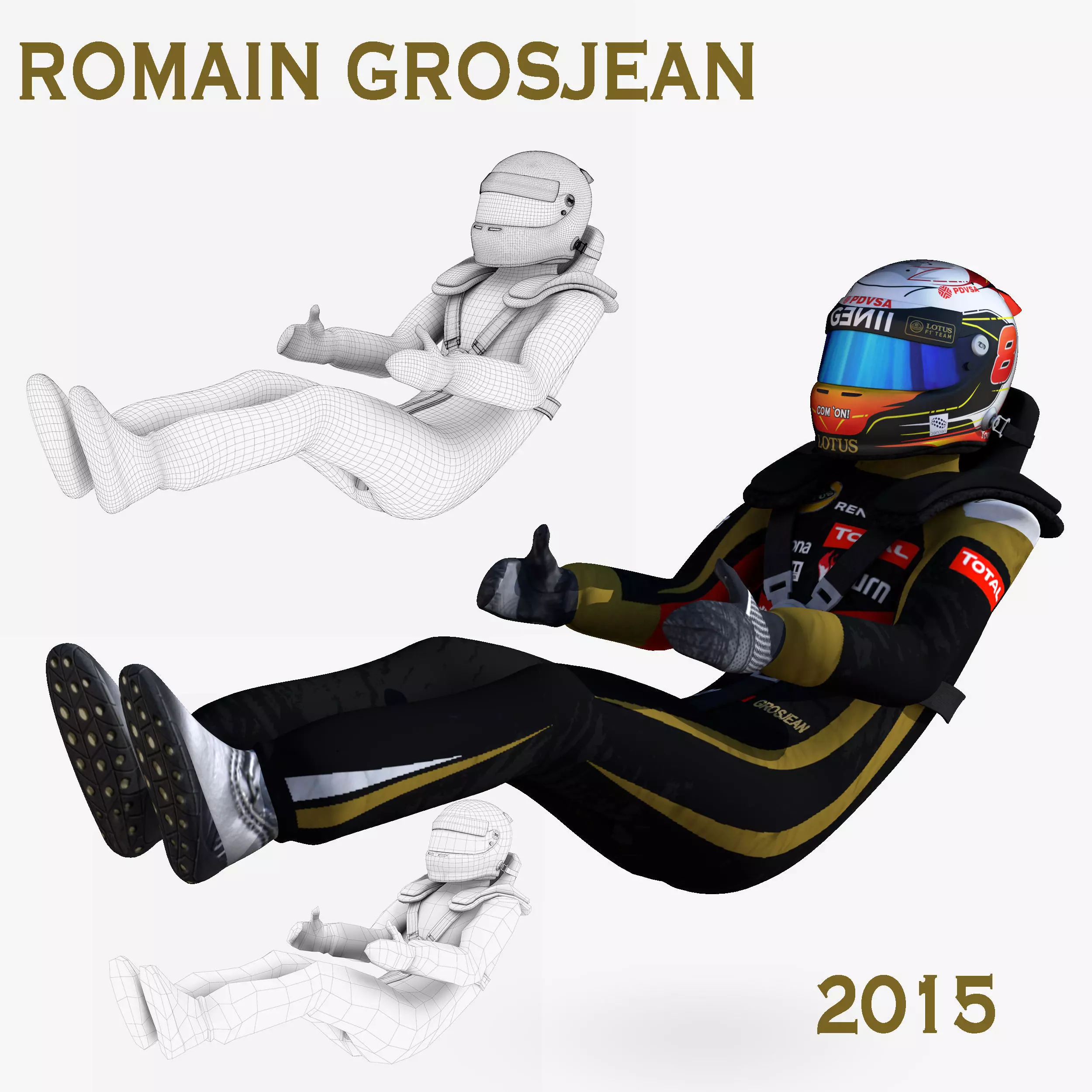 Romain Grosjean 2015 Low-poly 3D model_0