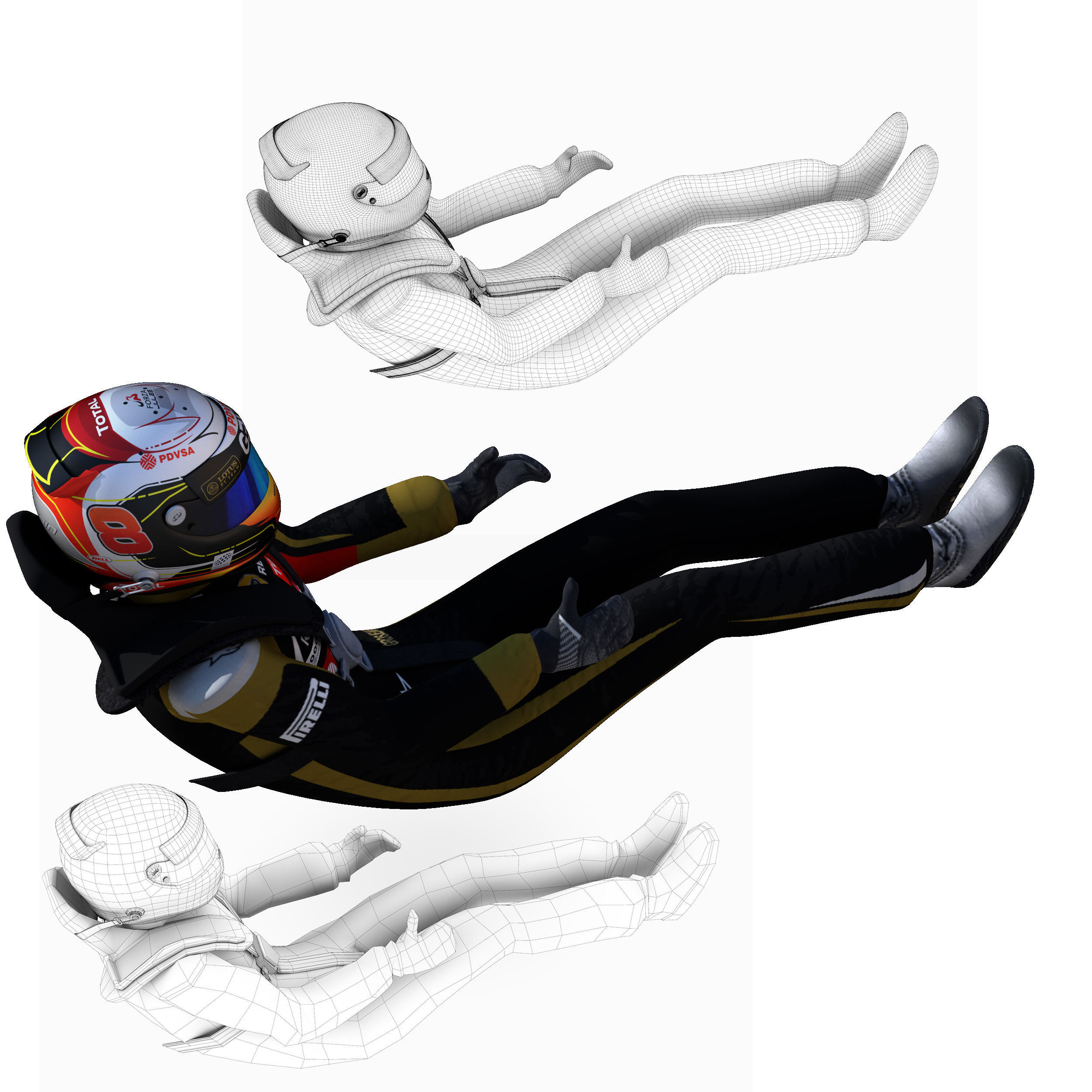 Romain Grosjean 2015 Low-poly 3D model_7