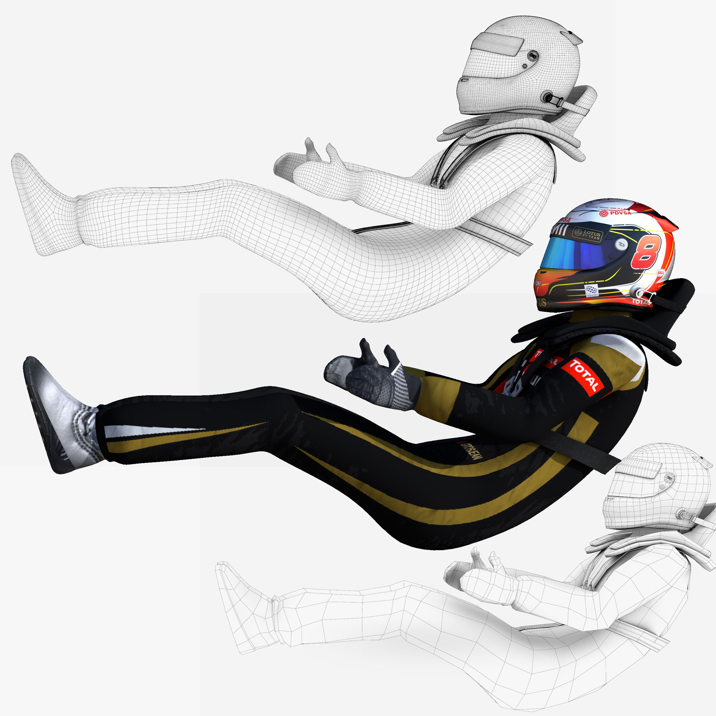 Romain Grosjean 2015 Low-poly 3D model_3