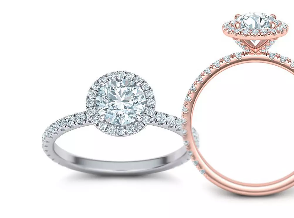 1ct Engagement ring Round halo 3dmodel 3D print model