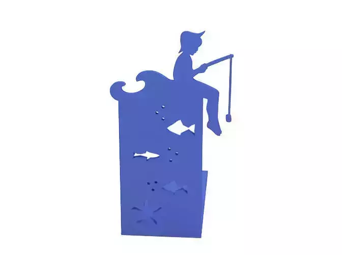 Bookend fisherman silhouette night light