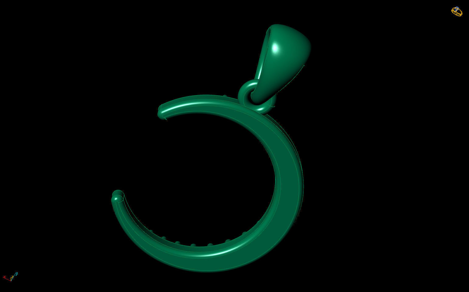 Jewelry Pendant Moon with stones Printable model 3D print model_4