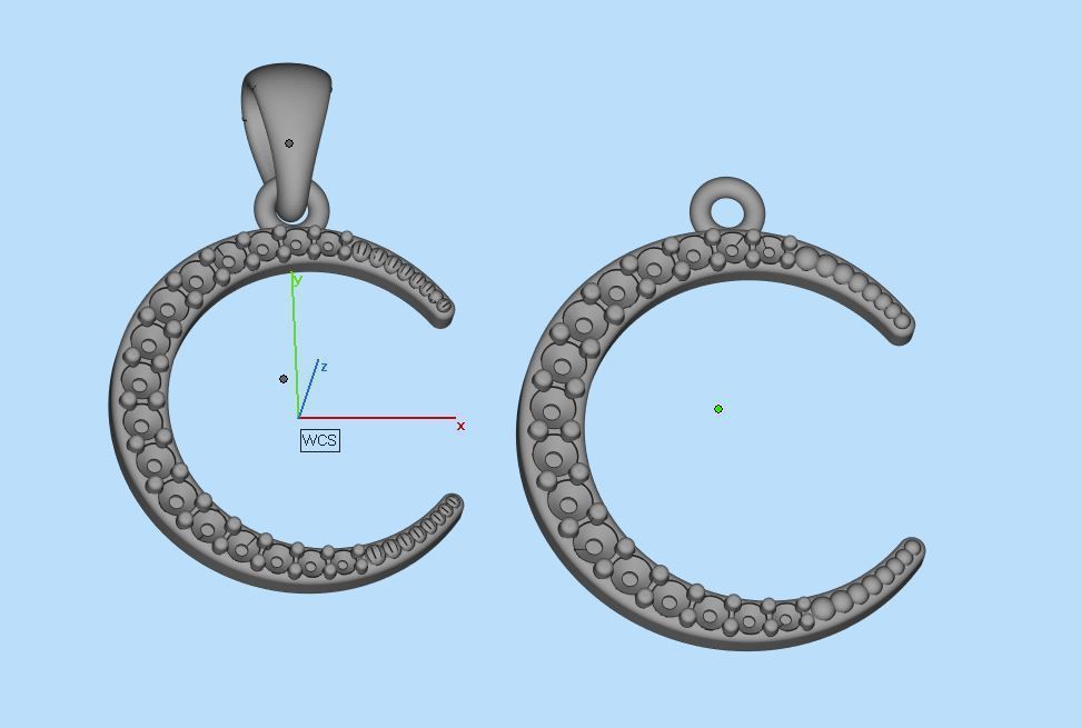 Jewelry Pendant Moon with stones Printable model 3D print model_6