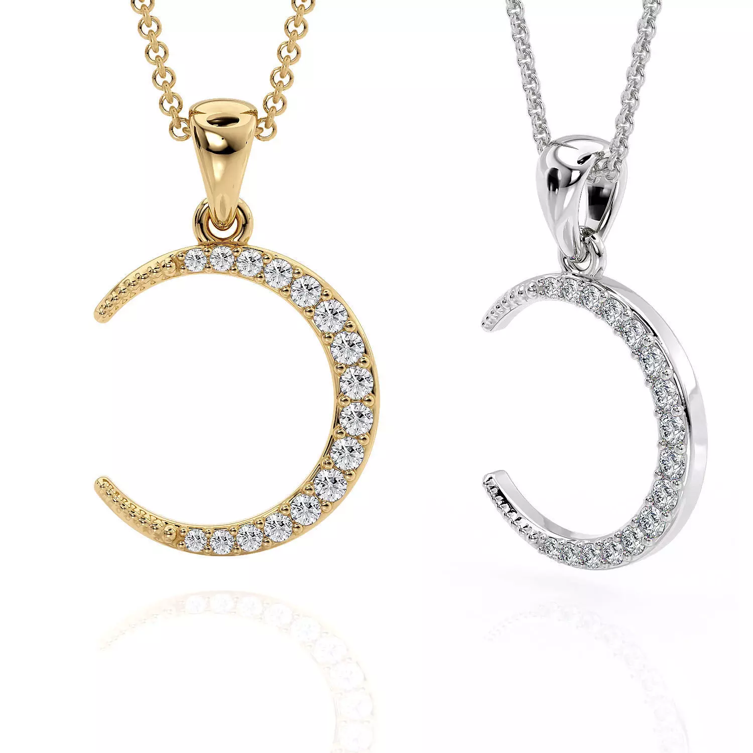 Jewelry Pendant Moon with stones Printable model 3D print model_0