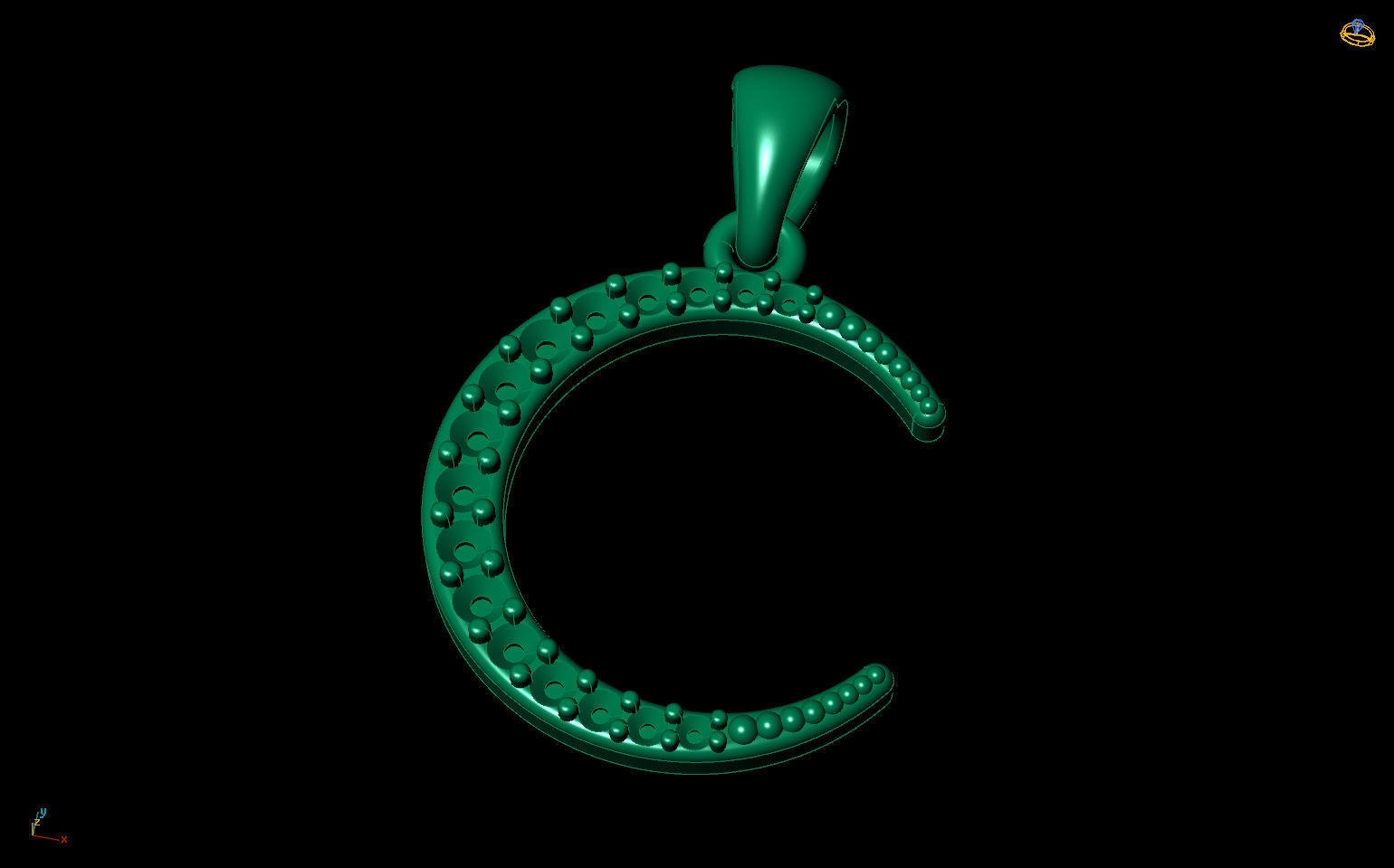 Jewelry Pendant Moon with stones Printable model 3D print model_3