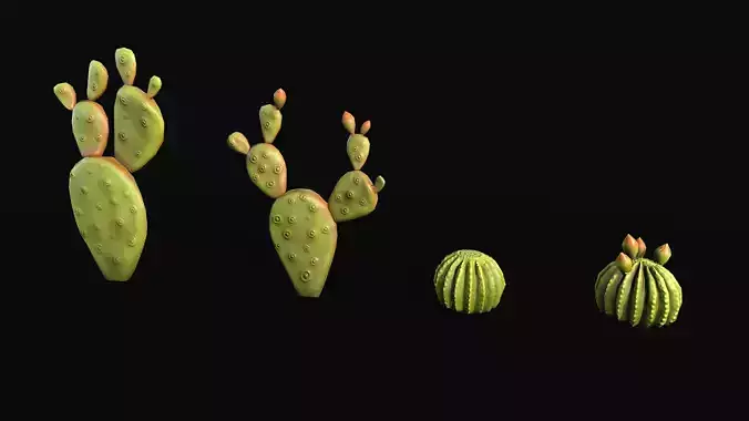 Stylized cactus large low poly Low-poly 3D model