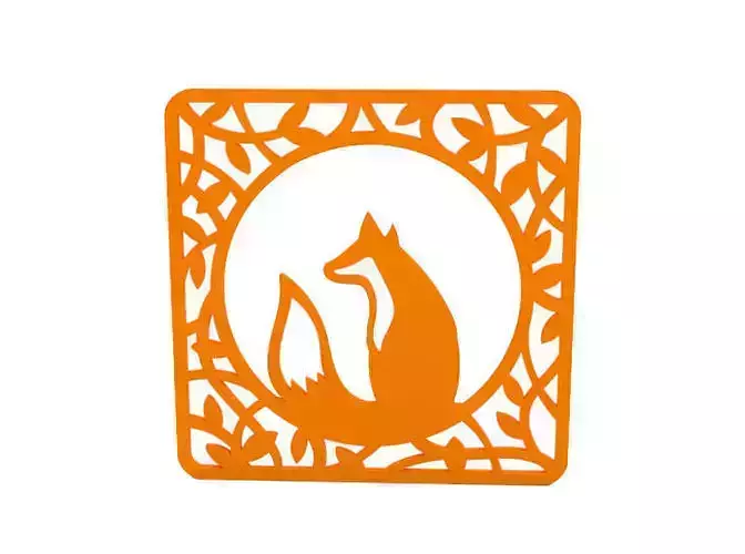 Coaster orange fox in frame 3D print model