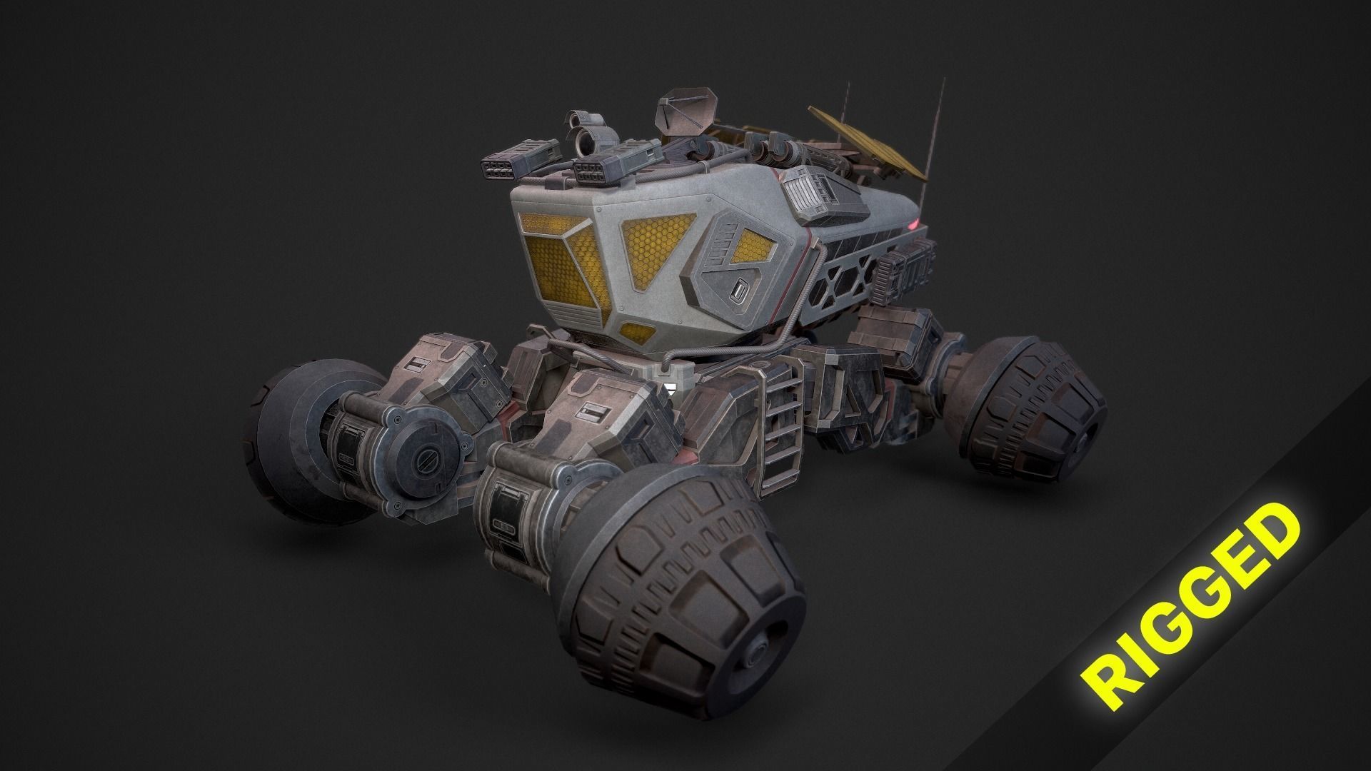 Sci-Fi Mars Rover Low-poly 3D model_1