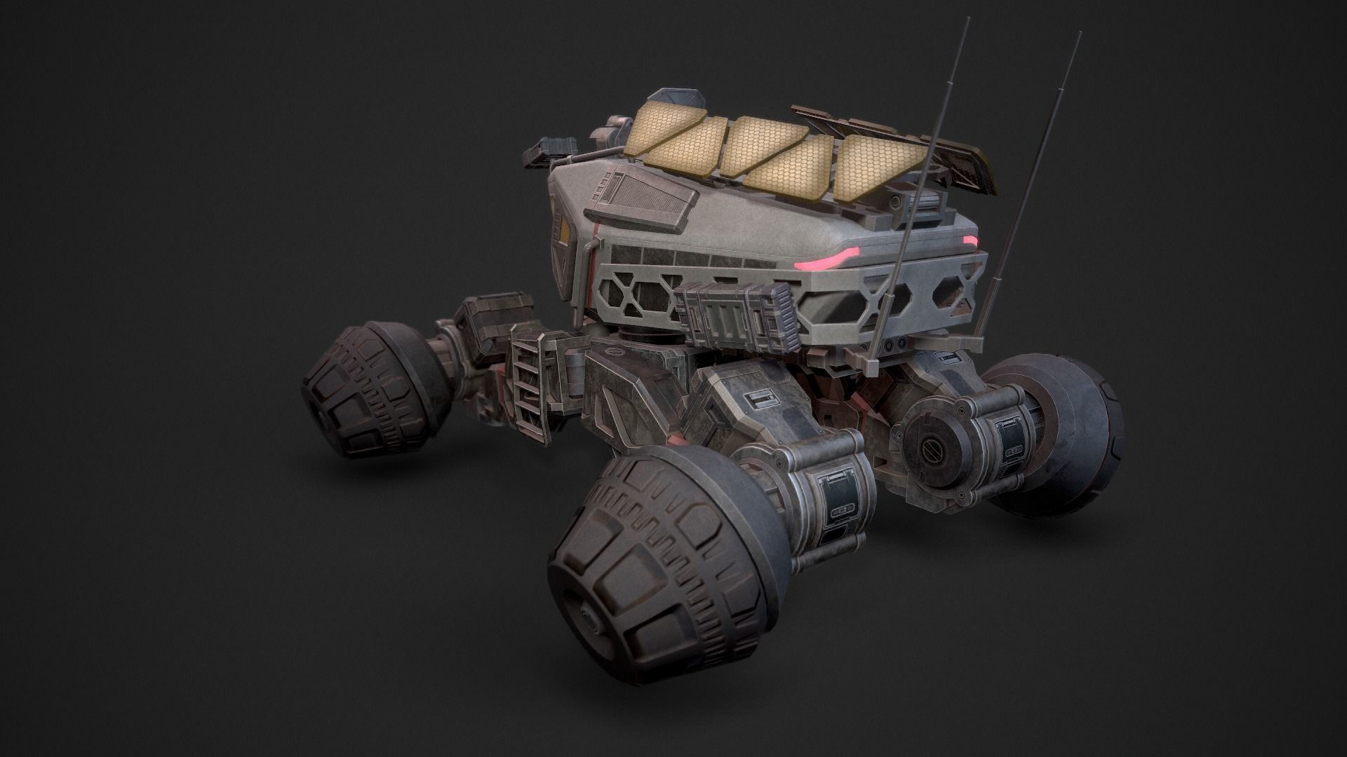 Sci-Fi Mars Rover Low-poly 3D model_4