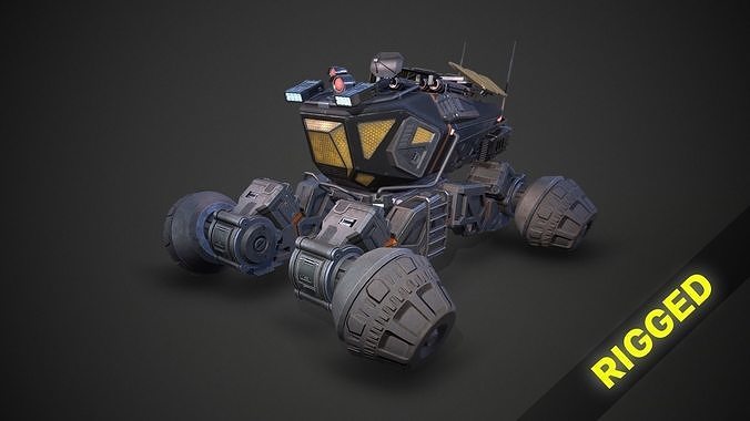 Sci-Fi Mars Rover Low-poly 3D model