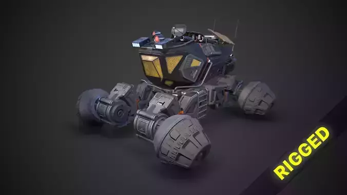 Sci-Fi Mars Rover Low-poly 3D model