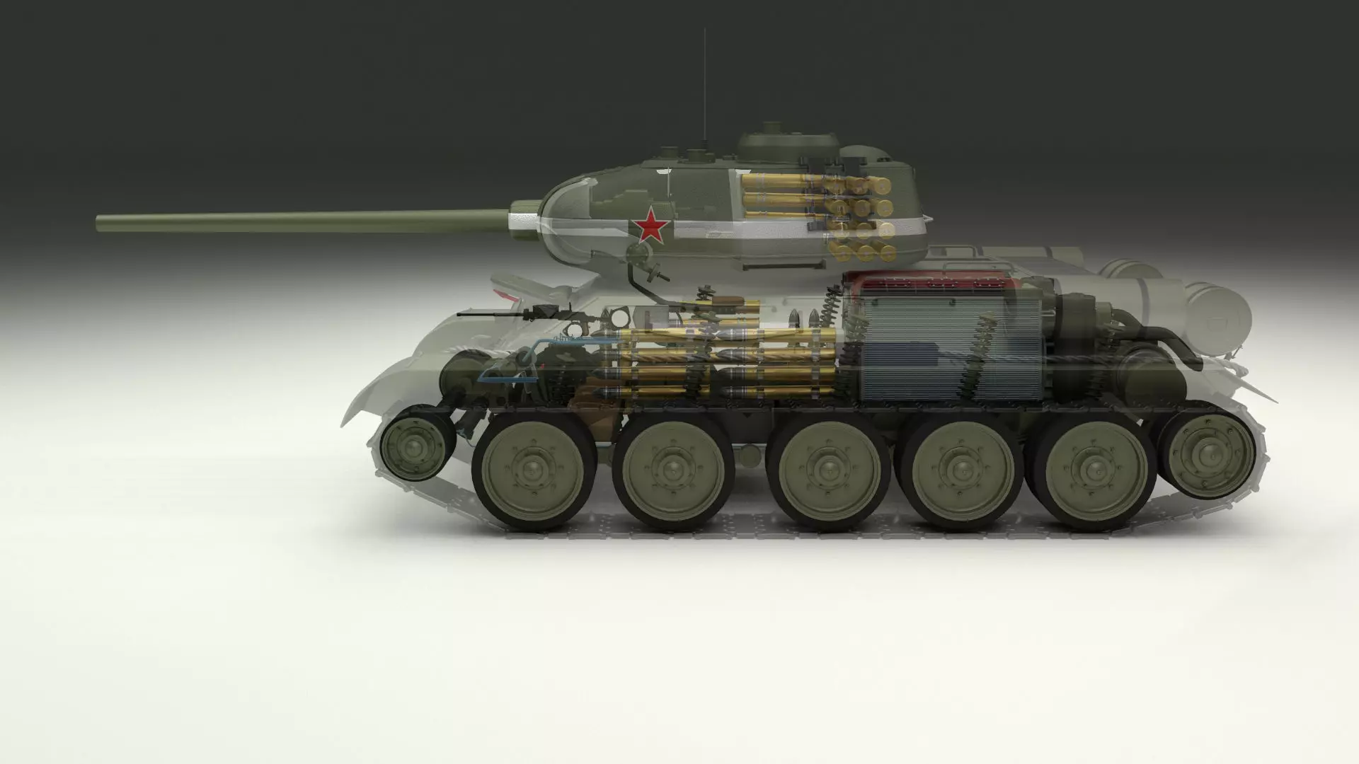 T-34 85 Interior Engine Bay Full 3D model
