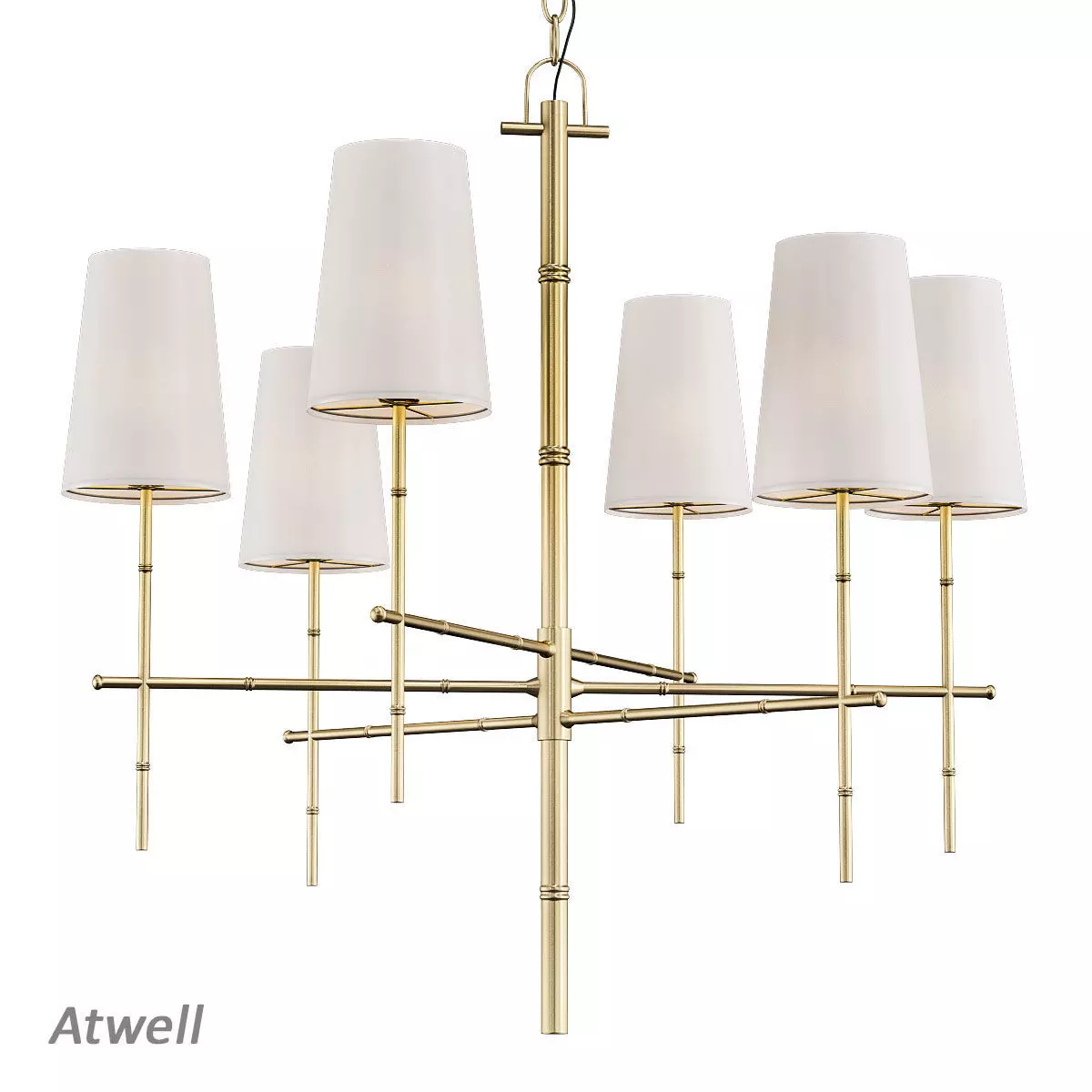 Untitled awell light chandelier in brass with shades 3D model